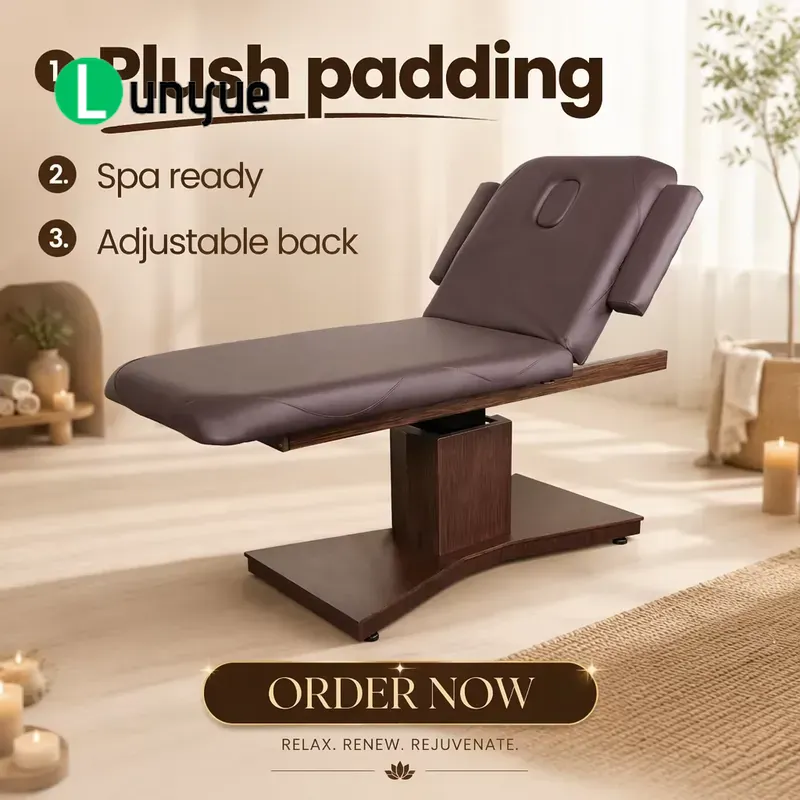 Spa And Wellness Hotel - Elektrische massagetafel, bank met houten onderstel,