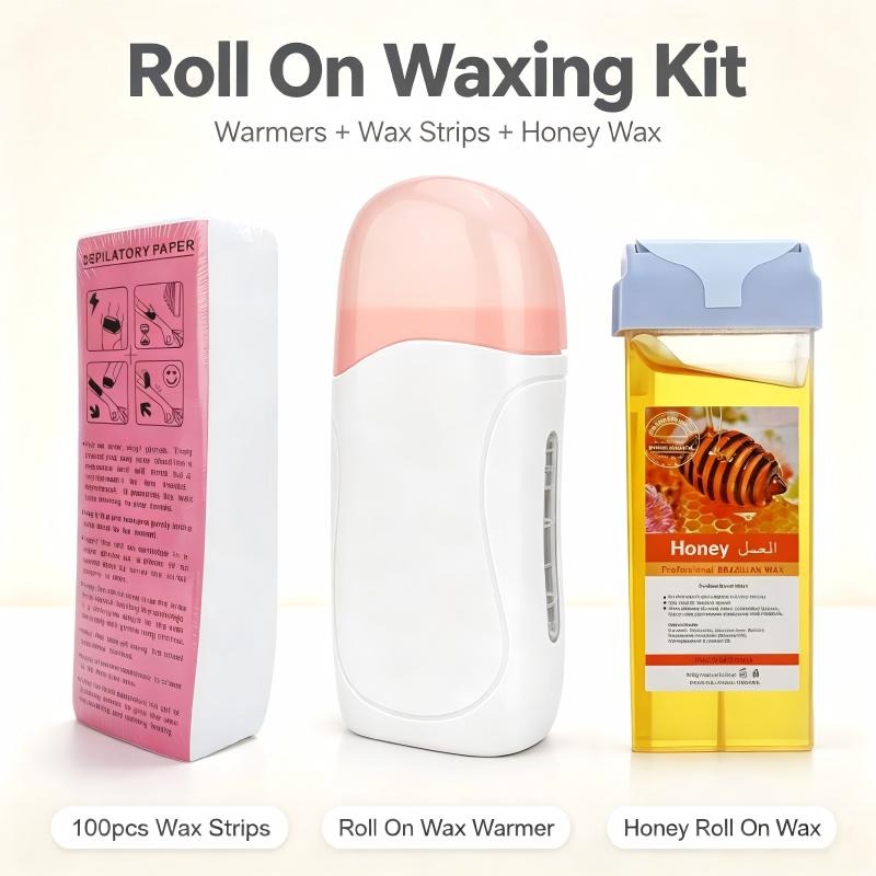 Waxing Kit Home - Haarverwijderingsset voor vrouwen: Roll-on waxverwarmer, honingroller