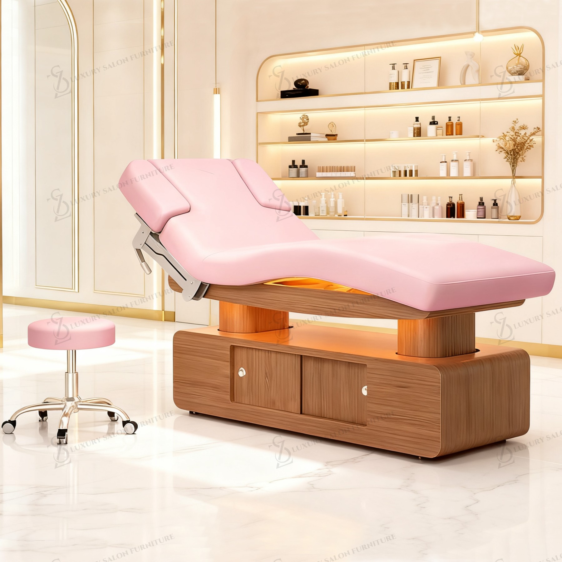 Spa Wellness Luxury - Luxe 3/4 motoren roze schoonheidsbed Multifunctionele