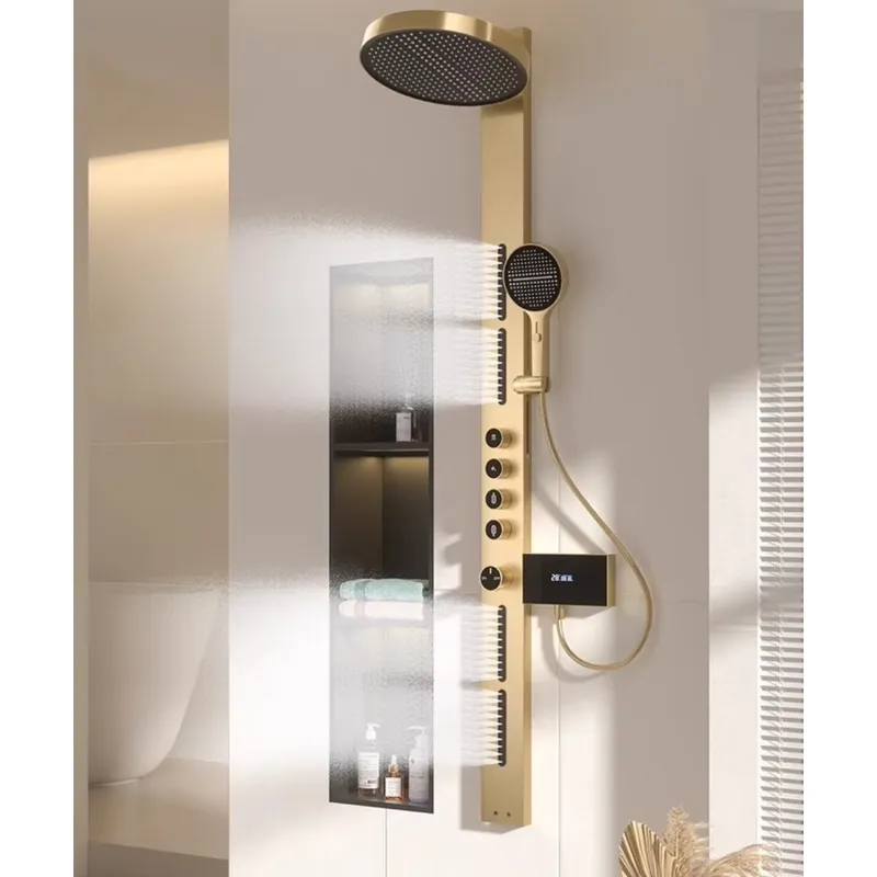 Spa & Wellness Centre Lielupe - Messing regendouchepaneelset met digitaal display, wandmontage,